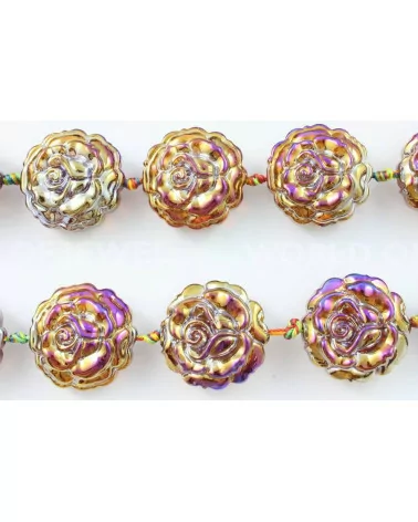 Rose di Cristallo Smaltato 28mm 12pz Boreale 2-CRISTALLI A FILO | Worldofjewel.com