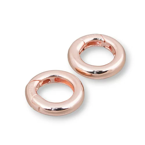 Donut-Haken aus 925er Silber mit Feder, 16 mm, Schaft 3,0 mm, 2 Stück, Roségold