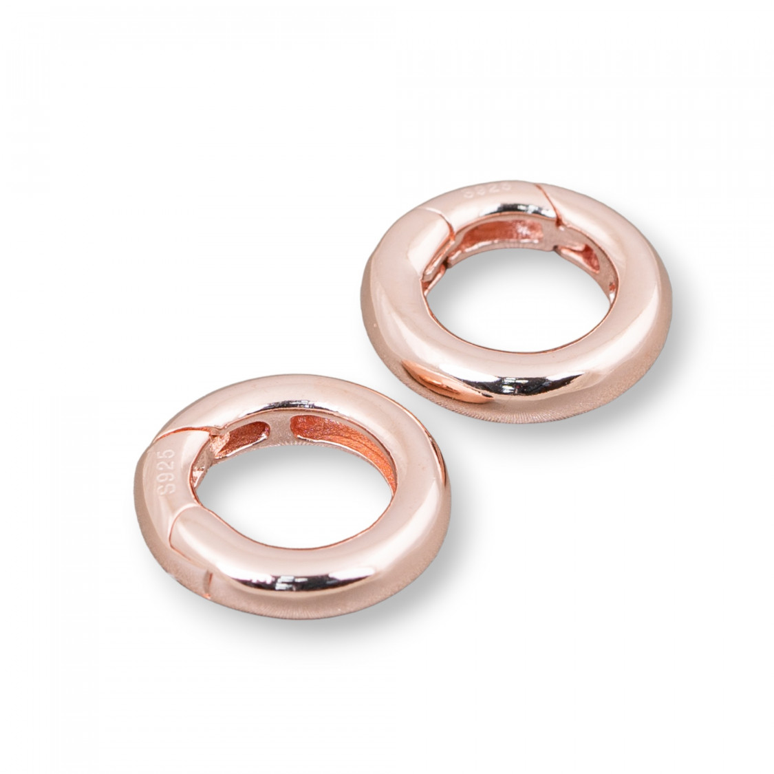 Chiusura Di Argento 925 Gancio A Ciambella Con Molla 16mm Canna 3,0mm 2pz Oro Rosa-CHIUSURE DI ARGENTO | Worldofjewel.com