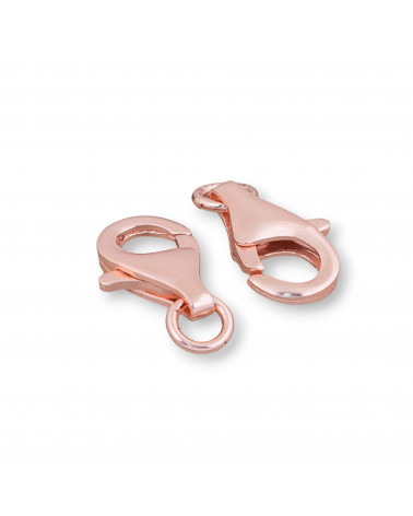 Chiusura Di Argento 925 Moschettone 16mm A Pesciolino 6pz Oro Rosa-CHIUSURE DI ARGENTO | Worldofjewel.com