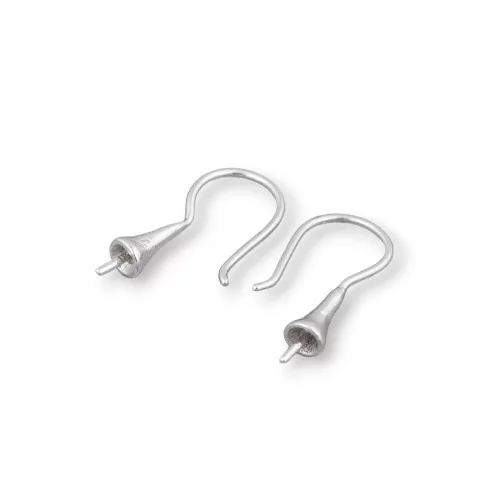 Base Pour Boucles D'oreilles En Argent 925 4x16mm Avec Perle Coupelle 4 Paires Plaqué Rhodium