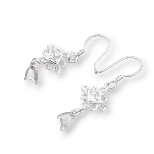 Base Pour Boucles D'oreilles En Argent 925 Crochet En Fil Avec Zircon Et Losange Et Pendentif Gangium 10mm 3 Paires Plaqué Rhodi