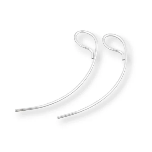 Base Pour Boucles D'oreilles En Argent 925 08x45mm 5 Paires Plaqué Rhodium