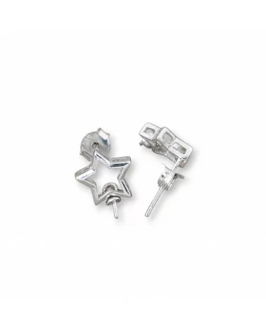 Base Per Orecchini Di Argento 925 Perno Stella 10x15mm 5 Paia Rodiato-BASI DI ARGENTO 925 | Worldofjewel.com