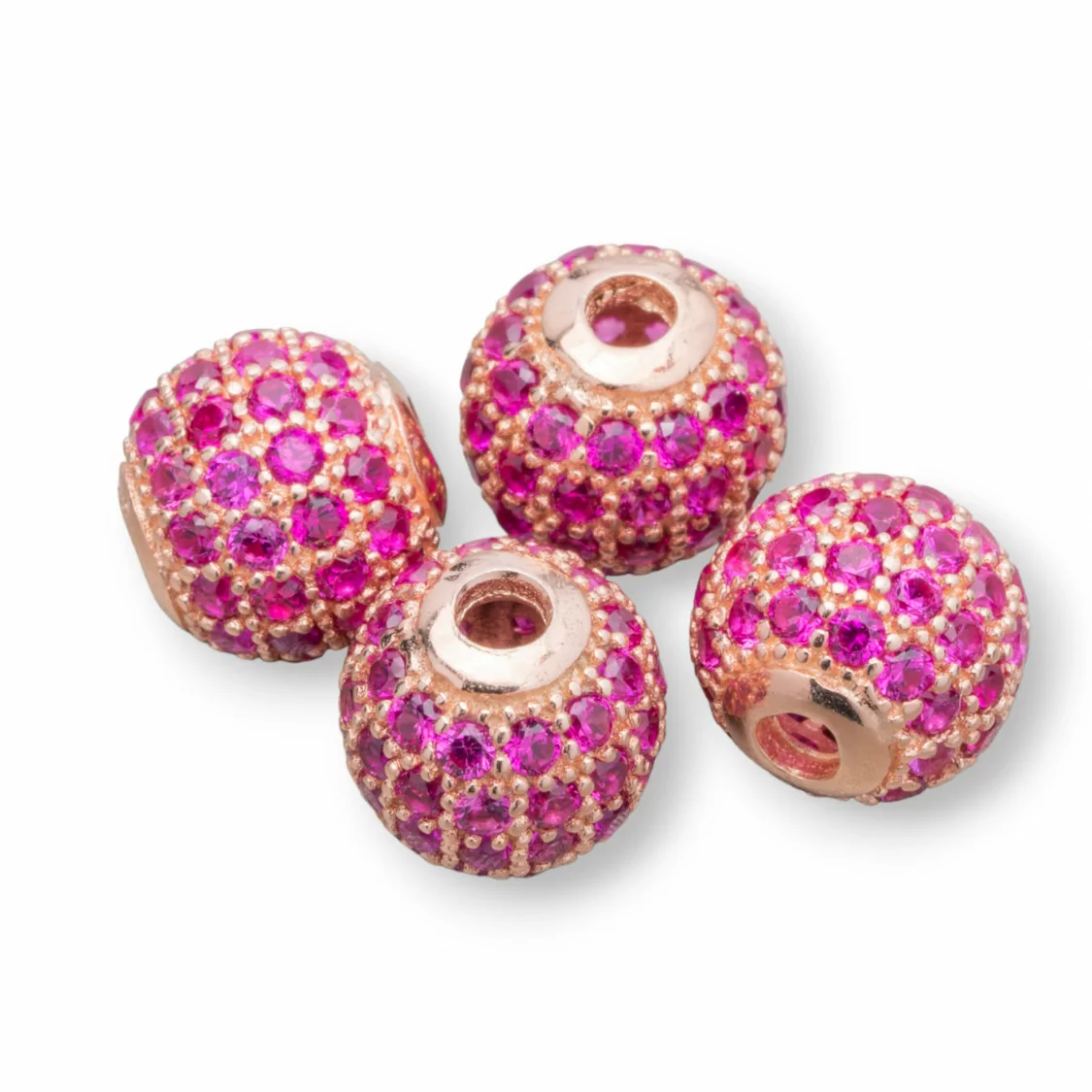 Distanziatore Di Argento 925 Palline Zirconate 10mm 4pz Oro Rosa Ruby-PALLINE ZIRCONATE | Worldofjewel.com