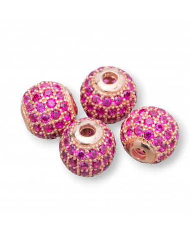 Distanziatore Di Argento 925 Palline Zirconate 10mm 4pz Oro Rosa Ruby-PALLINE ZIRCONATE | Worldofjewel.com