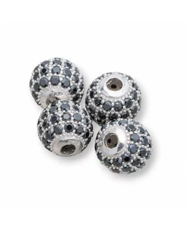 Distanziatore Di Argento 925 Palline Zirconate 10mm 4pz Rodiato Nero-PALLINE ZIRCONATE | Worldofjewel.com