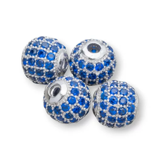 Bolas Espaciadoras Zircon Plata 925 6mm 8uds Zafiro Azul Rodiado