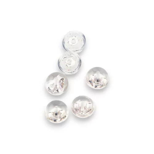 Mèche Papillon pour Boucles d'Oreilles en Argent 925 Recouverte d'Hémisphère Transparent 5mm 40pcs Argent