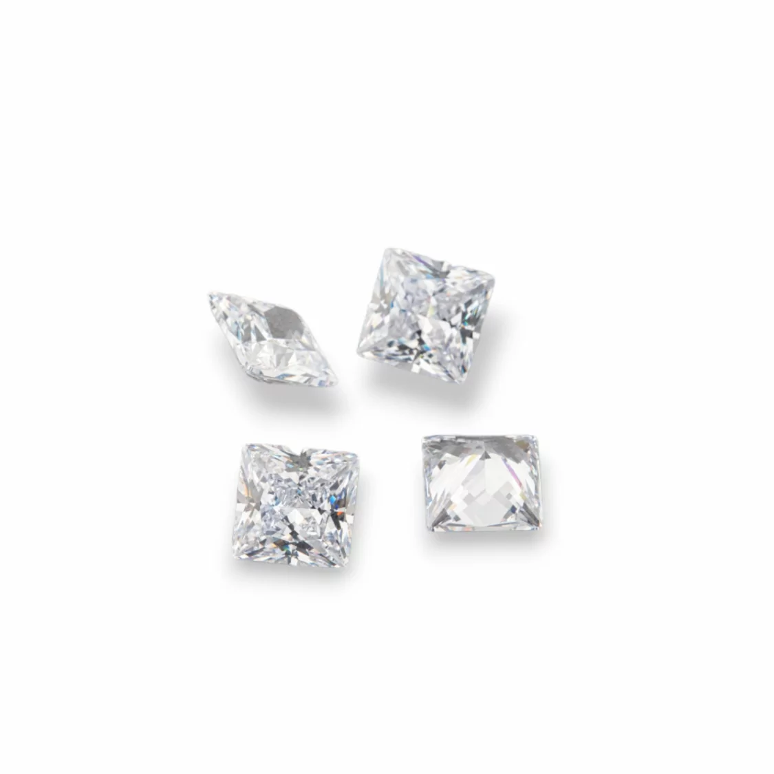 Gemma Cubic Zirconia Zircone Taglio Quadrato 10x10mm 4pz-PIETRE DA CASTONE E ZIRCONI | Worldofjewel.com