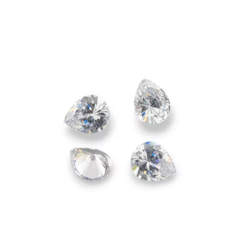 Gem Cubic Zirconia Zircon Teardrop Pear 10x12mm 4pcs