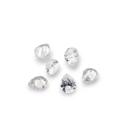 Gem Cubic Zirconia Zircon Teardrop Pear 8x10mm 6pcs