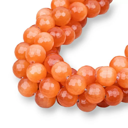 Orange Cat's Eye Round Faceted Bead 12mm