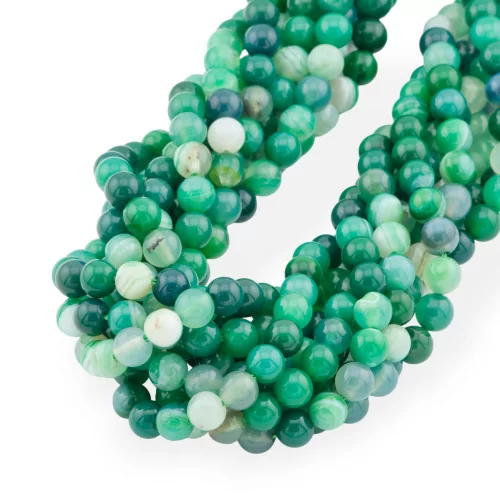 Green Agate Striped Round Smooth 6mm