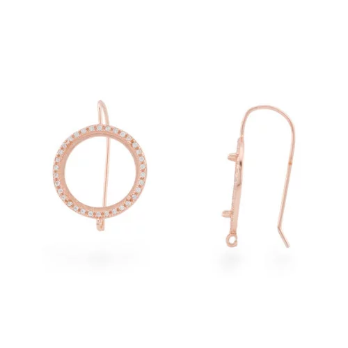 925 Silver Earring Base With Zirconia Monachella Bezel 19mm For Stones Up To 15mm 2 Pairs Rose Gold