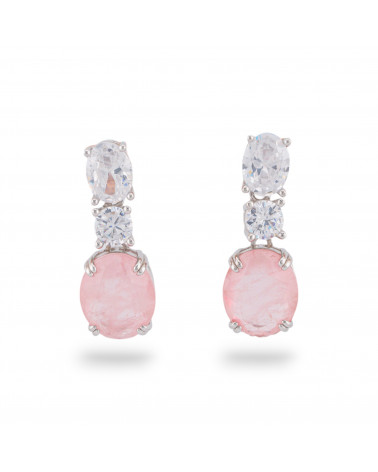 Orecchini Di Argento 925 Con Zirconi E Pietre Incastonate Rodiato Ovale Rosa-ARGENTO 925 CRYSTAL | Worldofjewel.com