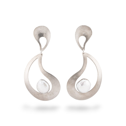 925 Silver Earrings Made in ITALY With Double Drop River Pearls