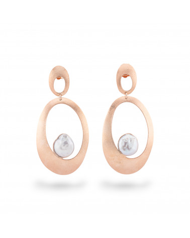 Orecchini Di Argento 925 Made in ITALY Con Perle Di Fiume E Doppio Ovale Oro Rpsa-ARGENTO 925 DESIGN ITALY | Worldofjewel.com