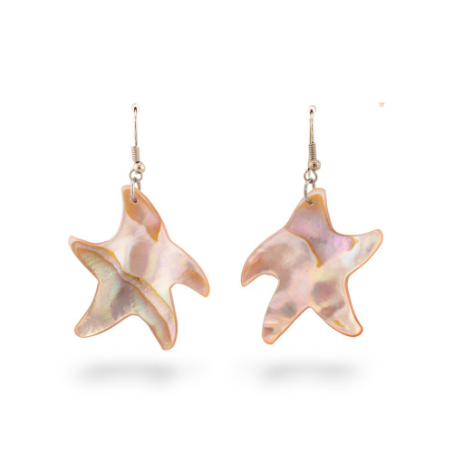 Bronze Earrings With Mother Of Pearl 20x60mm Starfish