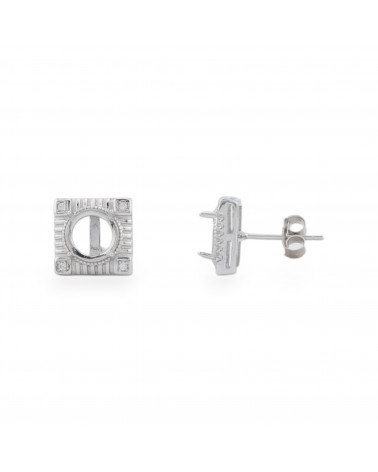 Base Per Orecchini Di Argento 925 A Castone Esterno 10mm Interno 6,5mm 2 Paia Rodiato-BASI DI ARGENTO 925 | Worldofjewel.com