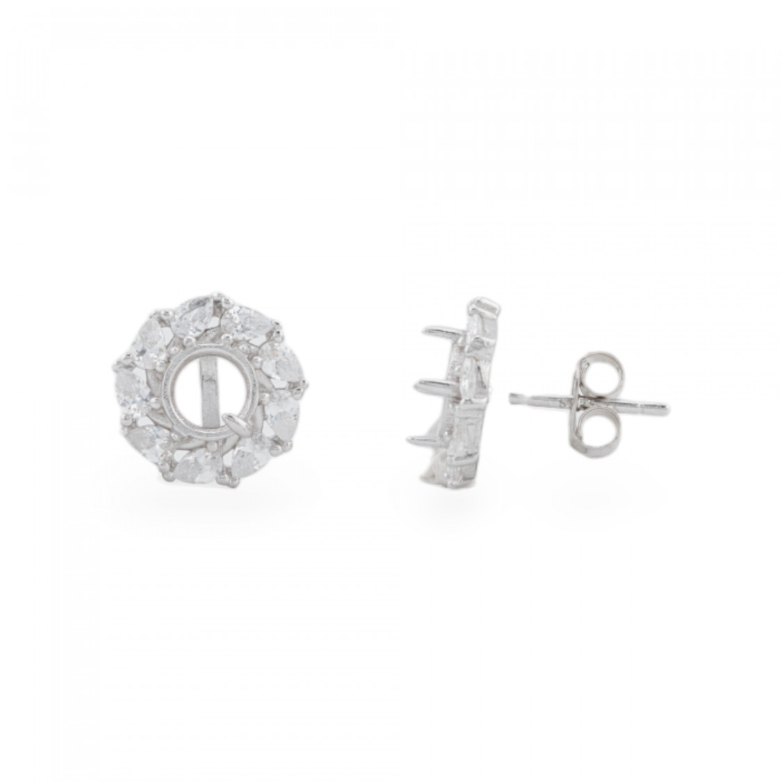 Base Per Orecchini Di Argento 925 A Castone Esterno 11mm Interno 5,5mm 2 Paia Rodiato-BASI DI ARGENTO 925 | Worldofjewel.com