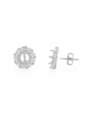 Base Per Orecchini Di Argento 925 A Castone Esterno 11mm Interno 5,5mm 2 Paia Rodiato-BASI DI ARGENTO 925 | Worldofjewel.com