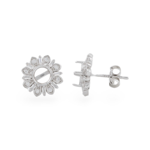 Base Pour Boucles D'oreilles En Argent 925 Lunette Externe 11mm Interne 5.5mm 2 Paires Plaqué Rhodium