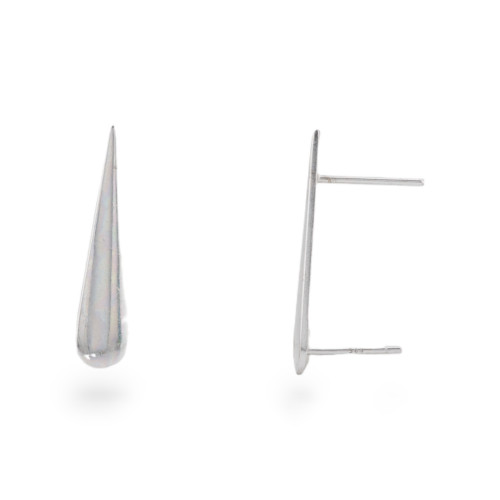 925 Silver Earring Base Long Drop Stud 5x25mm 3 Pairs Rhodium Plated