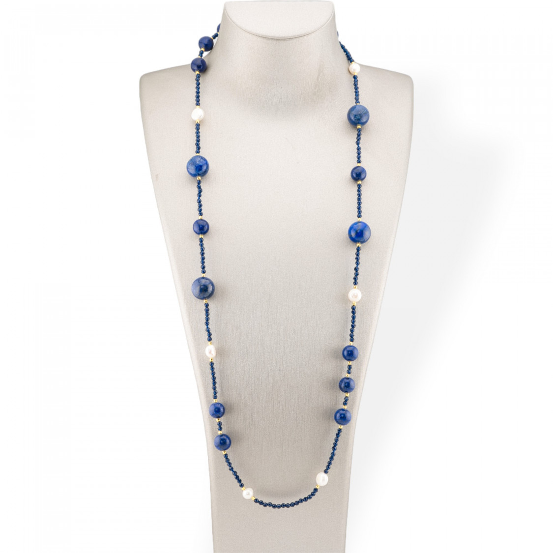 Collana Bijoux Charlestone Di Cristalli CZ Con Pietre Dure E Perle Di Fiume Con Ematite 90cm Lapis-DESIGN ITALY | Worldofjewel.com