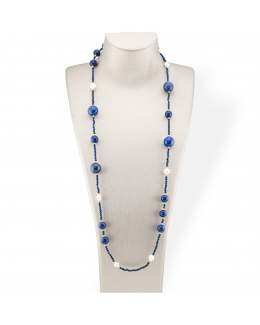 Collana Bijoux Charlestone Di Cristalli CZ Con Pietre Dure E Perle Di Fiume Con Ematite 90cm Lapis-DESIGN ITALY | Worldofjewel.com