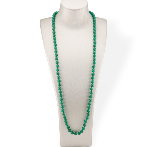 Bijoux Collar Charleston De Piedras Semipreciosas Anudadas 8mm Ágata Verde 120cm