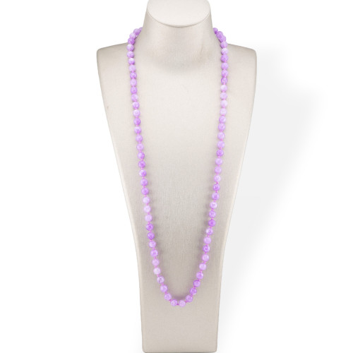 Bijoux Charleston Collier De Pierres Semi-précieuses Nouées 8mm 120cm Jade Violet