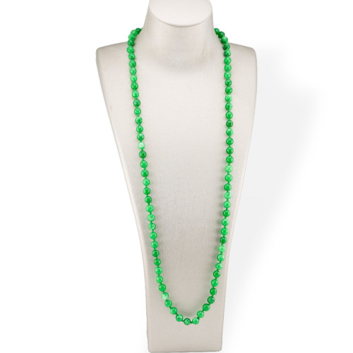 Charleston Bijoux Collar de Piedras Semipreciosas Anudadas 8mm Jade Verde Claro 120cm