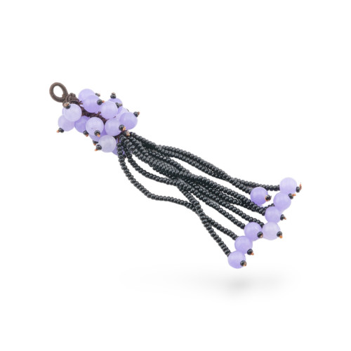 Multi-Strand Beaded Gemstone Pendant Component 22x95mm 2pcs Lavender MOD3