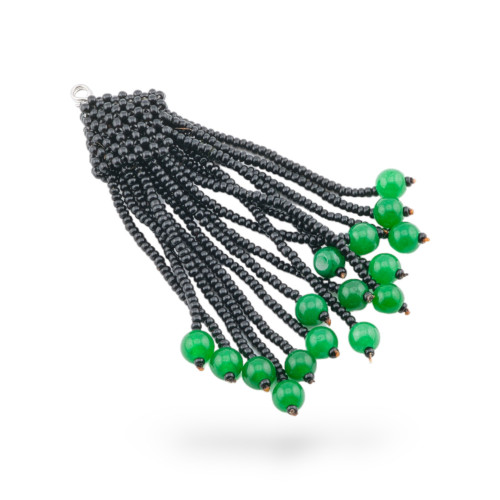 Componente colgante de piedras preciosas con cuentas multihilo 22x95 mm 2 piezas Verde MOD1