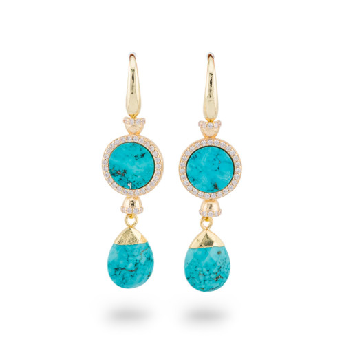 Bronze Earrings With Zircon Stones Gold Magnesite