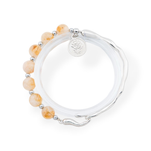 Gemstone Bracelets With Pendant And Rhodium-Plated Bronze Element Citrine Quartz