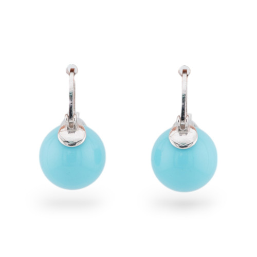 Boucles d'oreilles puces en argent 925 avec pierres semi-précieuses et pâte de turquoise rhodiée