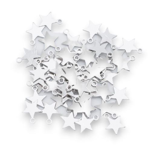 Bollatine Charms 925 Silver Star 8x0.6mm 5gr 30pcs Approx Rhodium Plated