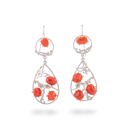 Pendientes de Plata 925 Hechos en ITALIA con Coral Italiano