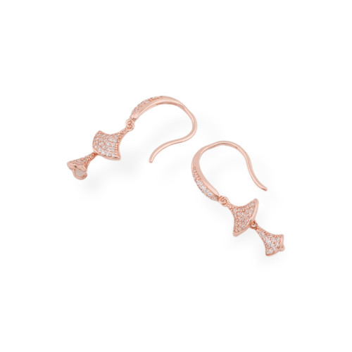 Base pour Boucles d'Oreilles Dormeuses en Argent 925 avec Pavé de Zircons 9x31mm 2 Paires Or Rose