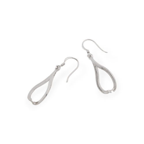 925 Silver Earring Base Hook 11x36mm 3 Pairs Rhodium Plated