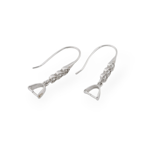 Base Pour Boucles D'oreilles En Argent 925 Crochet Avec Zircons Coeurs Avec Crochet 04x29mm 2 Paires Plaqué Rhodium