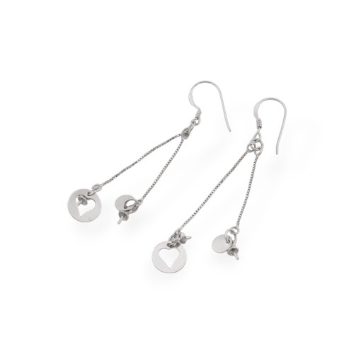 Base pour Boucles d'Oreilles Puces avec Pendentif Chaîne en Argent 925 Plaqué Rhodié 3 Paires