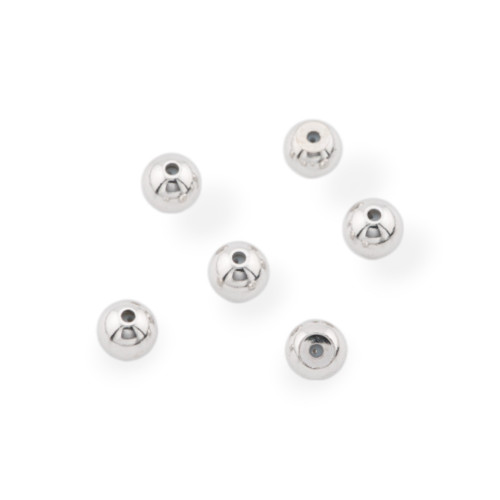 Composant Perles D'Espacement En Argent 925 Sphère Tonneau 5mm 12pcs Plaqué Rhodium