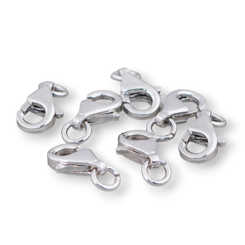 925 Silver Clasp 8mm Fish Hook 20pcs Rhodium Plated