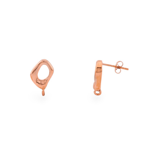 Base Pour Boucles D'Oreilles Puces Bronze Goutte Fantaisie 10x13mm 8 Paires Or Rose