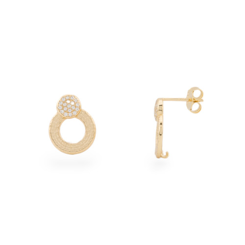 925 Silver Earring Base Stud Hoop With Zirconia 12x16mm 2 Pairs Gold