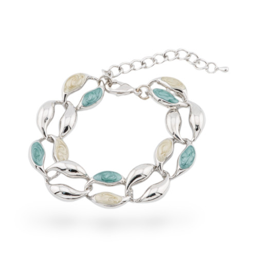 Bracelet Bijoux Émaillé Collection Isabella 1pc Plaqué Rhodium MOD29