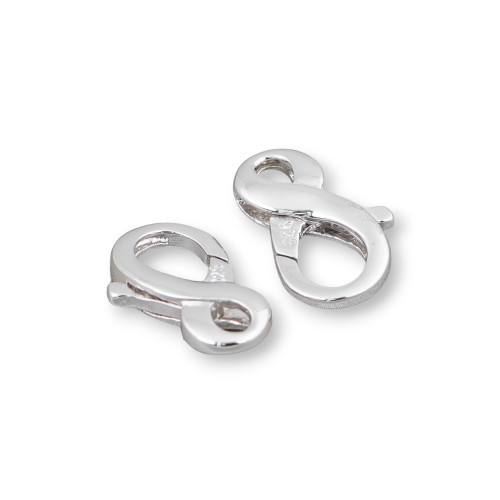 925 Silver Snap Ring Clasp 10x14.5mm 4pcs Rhodium Plated